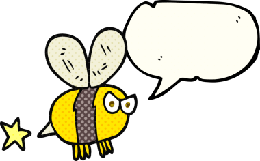 Bir insan tarafından çizilmiş serbest çizilmiş çizgi roman konuşma balonu kızgın arı.