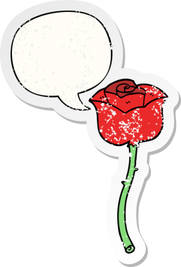 Bir insan tarafından çizilmiş, kederli, eski bir çıkartma, konuşma balonuyla yükselen çizgi film.