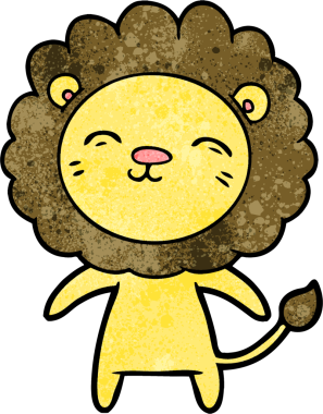 Bir insan tarafından çizilmiş çizgi film aslanı.