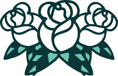 Bir insan tarafından çizilmiş bir buket çiçeğin ikonik dövme şekli