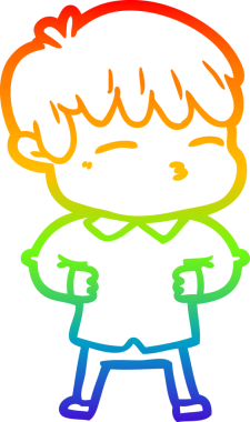 Gökkuşağı gradyanı çizimi Bir insan tarafından çizilmiş meraklı bir çocuk