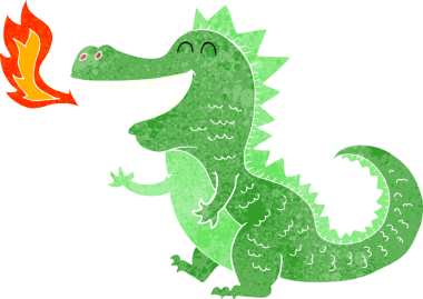 Bir insan tarafından çizilmiş ateş püskürten ejderha.