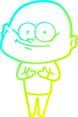 Bir insan tarafından çizilmiş, kel bir adamın soğuk çizgi çizimi.