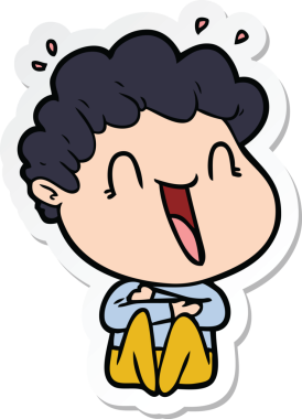 Bir insan tarafından çizilmiş mutlu bir adamın çıkartması.