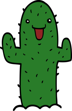 bir insan tarafından çizilmiş karikatür kaktüsü