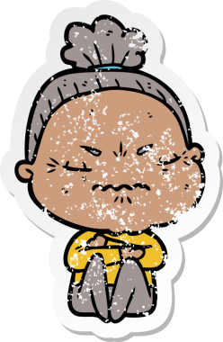 Bir insan tarafından çizilmiş, sıkıntılı bir karikatür çıkartması.