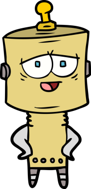 Bir insan tarafından çizilmiş çizgi film robotu