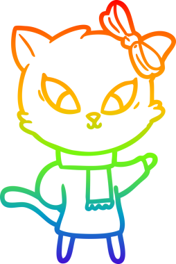 gökkuşağı gradyanı çizimi bir insan tarafından çizilmiş çizgi film kedisi