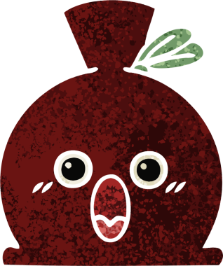 Bir insan tarafından çizilmiş bir çuvalın retro illüstrasyon tarzı karikatürü