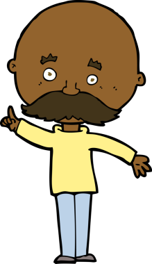 Bir insan tarafından çizilmiş bir fikri olan kel bir adam.