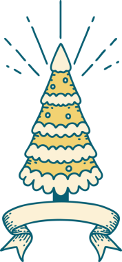 Bir insan tarafından çizilmiş çam ağacı dövmeli bir afiş.