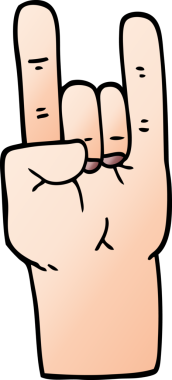 Bir insan tarafından çizilmiş karalama rock müzik eli.