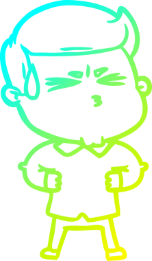 Bir insan tarafından çizilmiş terleyen bir çizgi film karakteri çizimi.