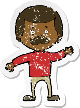 Bir insan tarafından çizilmiş, karikatür bir babanın gerilimli çıkartması.