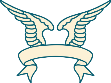 Bir insan tarafından çizilmiş geleneksel bir kanat dövmesi.