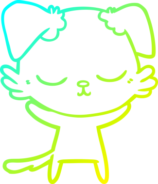 Bir insan tarafından çizilmiş şirin bir çizgi köpeğin soğuk gradyan çizgisi.