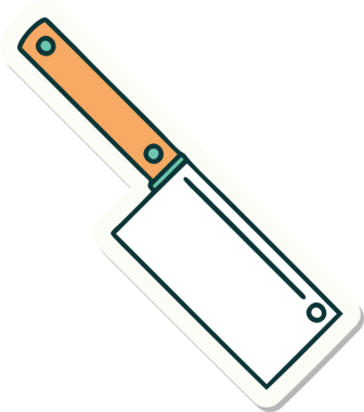 Bir insan tarafından çizilmiş et satırının geleneksel stiliyle dövme çıkartması.