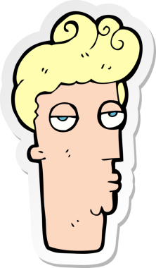 Bir insan tarafından çizilmiş sıkılmış bir adamın karikatür çıkartması.