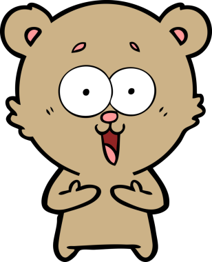 Bir insan tarafından çizilmiş gülen oyuncak ayı çizgi filmi.