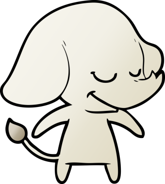 Bir insan tarafından çizilmiş gülümseyen bir fil.