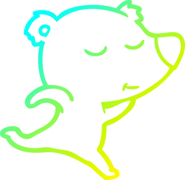 Bir insan tarafından çizilmiş mutlu bir kutup ayısının soğuk çizgi çizimi.