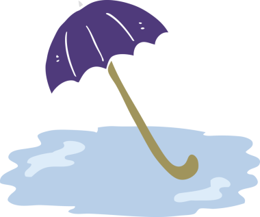 Bir insan tarafından çizilmiş ıslak şemsiyenin düz renk çizimi