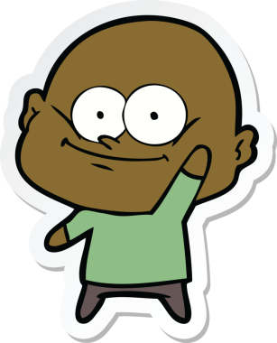 Bir insan tarafından çizilmiş kel bir adamın çıkartması.