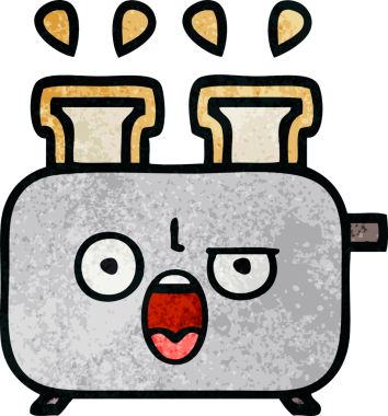 Bir insan tarafından çizilmiş bir tost makinesinin retro grunge doku karikatürü