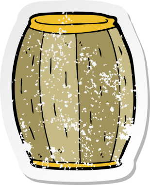 Bir insan tarafından çizilmiş karikatür bira fıçısının gerilimli yapıştırması.