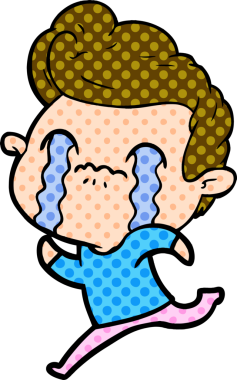 Bir insan tarafından çizilmiş ağlayan çizgi film adamı.