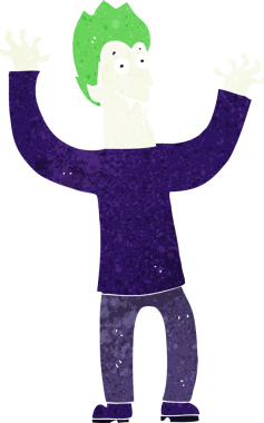 Bir insan tarafından çizilmiş cadılar bayramı vampiri çizgi filmi.