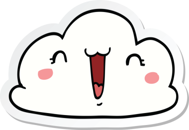 Bir insan tarafından çizilmiş şirin bir karikatür bulutunun çıkartması.