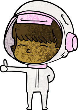 Karikatür meraklısı astronot bir insan tarafından çizilmiş.