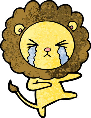 Bir insan tarafından çizilmiş ağlayan bir aslan.