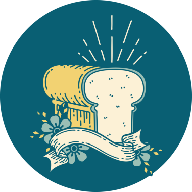 Bir insan tarafından çizilmiş bir somun ekmek dövmesi simgesi.