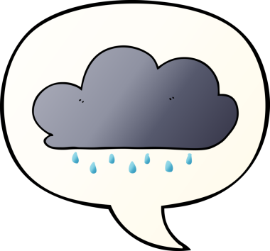 bir insan tarafından çizilmiş, konuşma baloncuklu çizgi film yağmur bulutu.