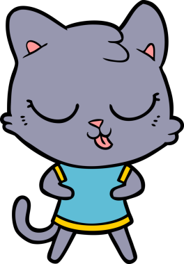 Bir insan tarafından çizilmiş çizgi film kedisi.