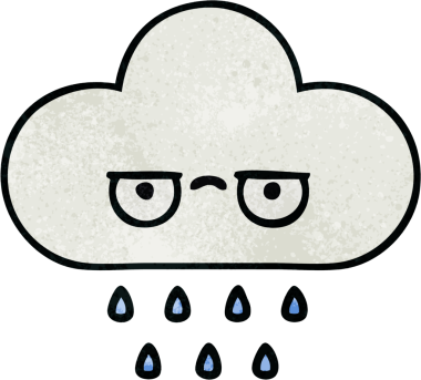 Bir insan tarafından çizilmiş yağmur bulutunun retro grunge desen karikatürü