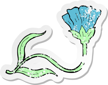 Bir insan tarafından çizilmiş karikatür çiçeğinin gerilmiş yapıştırması.