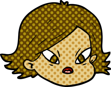 Bir insan tarafından çizilmiş bir kadın yüzü.