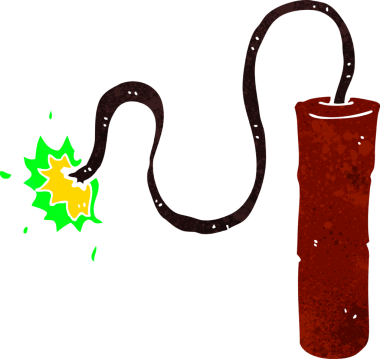 bir insan tarafından çizilmiş karikatür dinamiti.