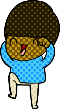 Bir insan tarafından çizilmiş mutlu çizgi film çocuğu.