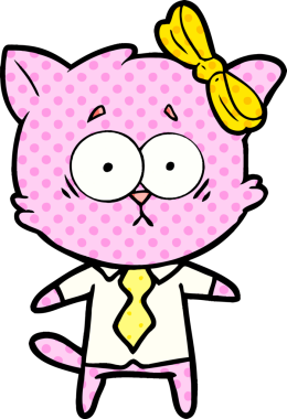 Bir insan tarafından çizilmiş çizgi film kedisi.