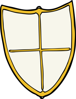 bir insan tarafından çizilmiş karikatür heraldik kalkanı