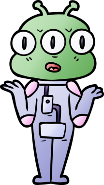 Bir insan tarafından çizilmiş üç gözlü uzaylı omuz silkmesi.