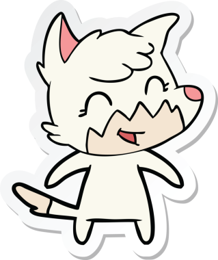 Bir insan tarafından çizilmiş mutlu bir tilkinin çıkartması.