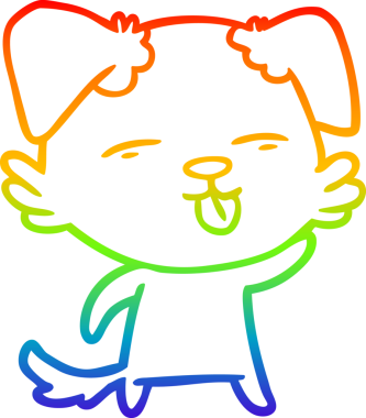 gökkuşağı gradyan çizgi çizimi bir insan tarafından çizilmiş dili dışarı çıkaran bir köpek