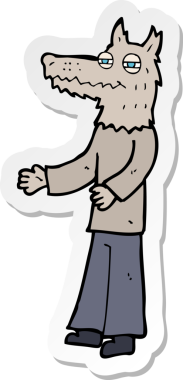 Bir insan tarafından çizilmiş bir kurt adamın çıkartması.