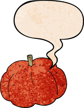 bir insan tarafından çizilmiş eski moda konuşma baloncuklu çizgi film balkabağı