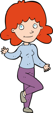 Çizgi film dostu bir kadın bir insan tarafından çiziliyor.